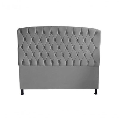 Kit De Quarto Cabeceira De Cama Box E Calçadeira Baú Dubai King 195 Cm Suede Prata Do Lar Móveis E Decoração