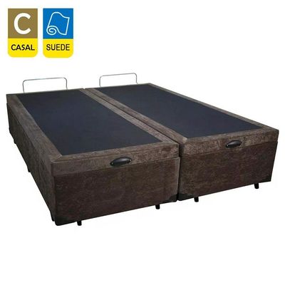 Cama Box Baú Casal Bipartido Suede Sereneprime Marrom 138x188x44