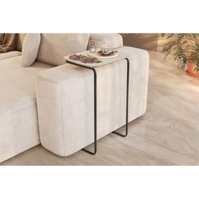 Mesa De Apoio Slim Off White Em Metal Preto