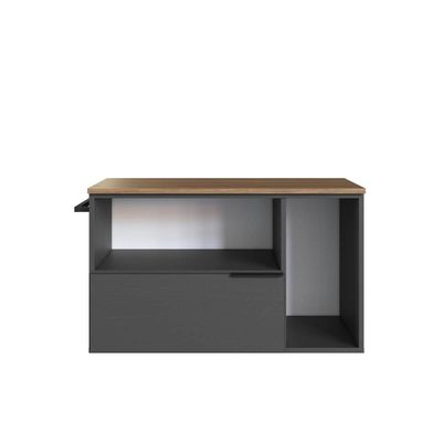 Gabinete de Banheiro Suspenso 80cm  Grafite e Mel com Toalheiro 2 Portas e 1 Gaveta BH8020