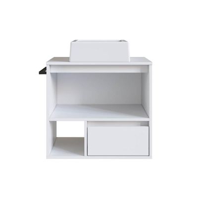 Gabinete de Banheiro Suspenso Branco 60cm com Cuba e Toalheiro 1 Porta e 1 Gaveta