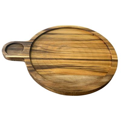Petisqueira Teca para Frios Queijos Carnes 23cm Cabo Servir Aperitivos Tábua