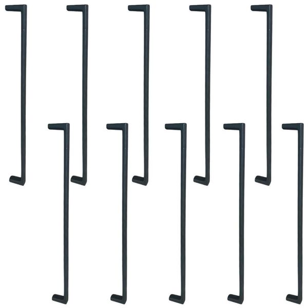 Kit 10 Puxadores Retos Alças para Móveis 256mm Preto Fosco Armários Guarda-Roupas Oeiras Torralba Zamac