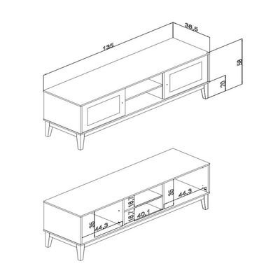 Rack Trama com 2 Portas para Tvs de até 60 Polegadas MB 1003 Mel Off White MDP Movelbento