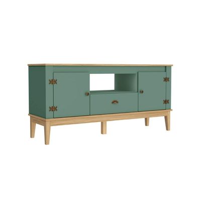 Rack Colonial Mel e Oliva com 2 Portas e 1 Gaveta para TVs de até 60 Polegadas MB 1015