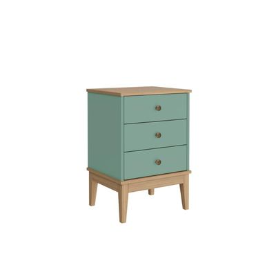 Mesa de Cabeceira Colonial com 3 Gavetas MDP Mel Oliva MB 1021 Movelbento