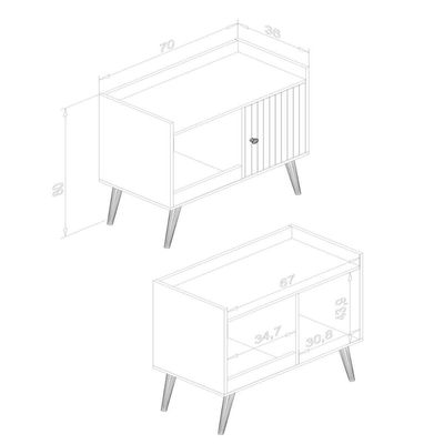 Aparador com 1 Porta Mel Off White MDP 70X36X80cm Cantinho do Café MB 1058 Movelbento