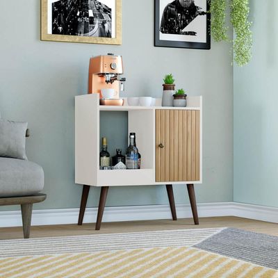 Aparador com 1 Porta Mel Off White MDP 70X36X80cm Cantinho do Café MB 1058 Movelbento