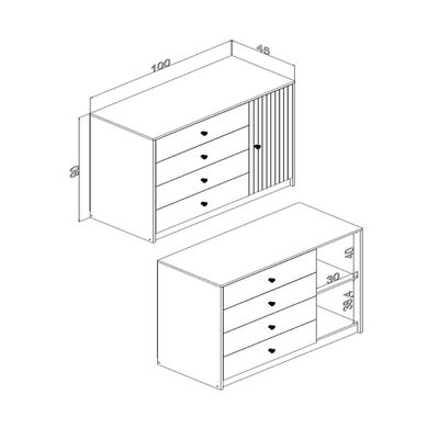 Cômoda 4 Gavetas e 1 Porta MDP Mel 100x45x90cm MB 1059 Movelbento
