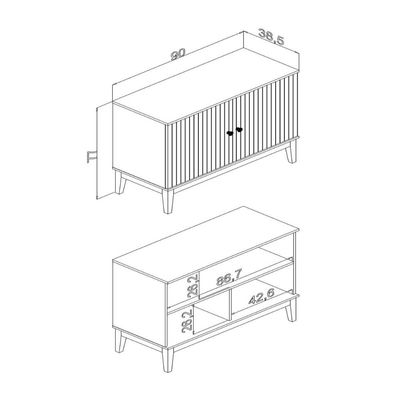 Buffet Aparador com 2 Portas Mel MDP 90X38X77cm MB 1062 Movelbento