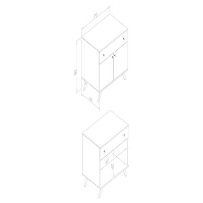 Aparador Retrô com 1 Gaveta e 2 Portas MDP Branco 70x45x80cm RT 3021 Movelbento
