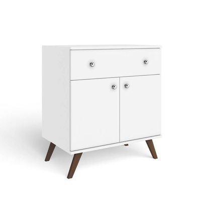 Aparador Retrô com 1 Gaveta e 2 Portas MDP Branco 70x45x80cm RT 3021 Movelbento