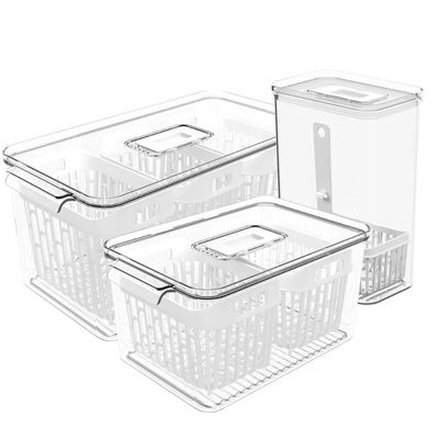 Kit 3 Organizadores de Geladeira Dry Coza Frutas Verduras Temperos 6 3,2 e 2,3L