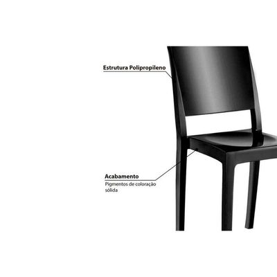 Conjunto Mesa Sala Jantar Reno Com Tampo De Vidro 90x90cm E 4 Cadeiras Hydra Plus Preto Kappesberg