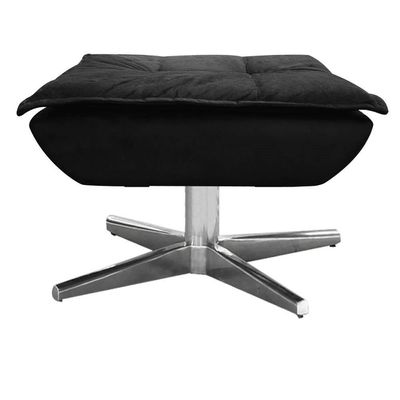 Kit 2 Puffs Decorativos Sala De Estar Giratória Cromada Opla Suede Preto - Ibiza
