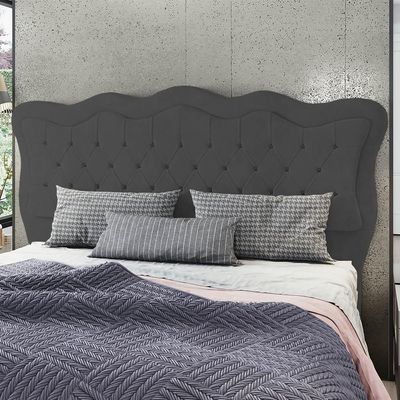 Cabeceira Casal Cama 140cm Oregon I02 Veludo Chumbo - Mpozenato