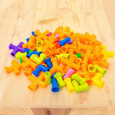 Brinquedo De Montar Interativo Plástico Blocos Infantil Coloridos Tubos Pequenos Canos Encaixar Com 72 Peças
