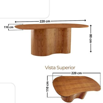 Mesa De Jantar Suiça 220cm Madeira Tampo Laminado Orgânico Milano / Imbuia Nat.