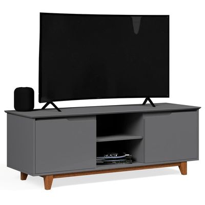Rack Para Sala Bancada De 55 Pol 139cm Flow Cinza - Ej Móveis