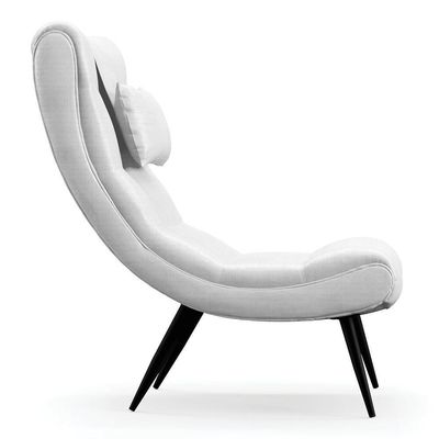 Poltrona Decorativa Para Sala De Estar Com Almofada E Pés Palito Lord Facto Dunas Branco - Ibiza
