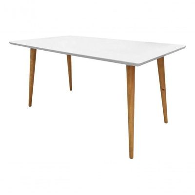 Mesa Retangular Laqueada Com Vidro Sala De Jantar 120x70 Branco