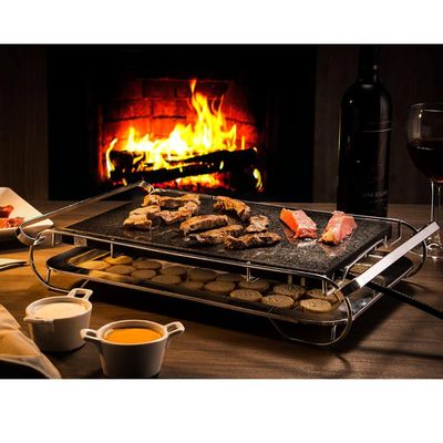 Grill Elétrico Grelha De Pedra Granito Ônix Chapa Elétrica Stone Grill Inox / 127v