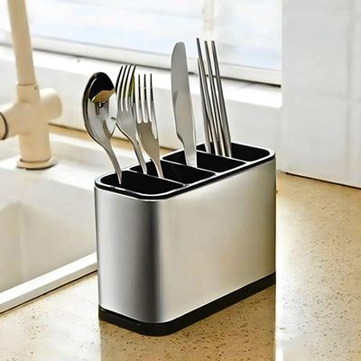 Dispenser Porta Talher Inox 4 Divisórias - Prata