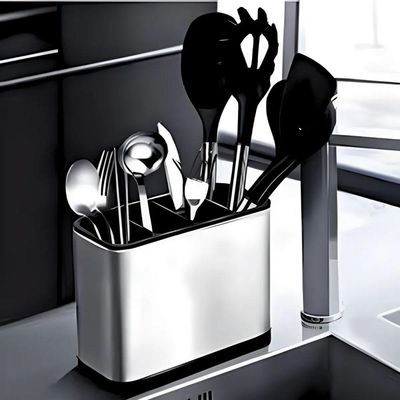 Dispenser Porta Talher Inox 4 Divisórias - Prata