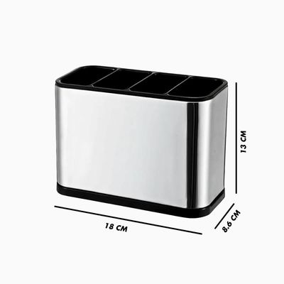 Dispenser Porta Talher Inox 4 Divisórias - Prata