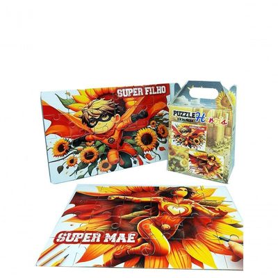 Kit 2 Quebra-cabeça Herois Atipicos Super Mãe E Super Filho
