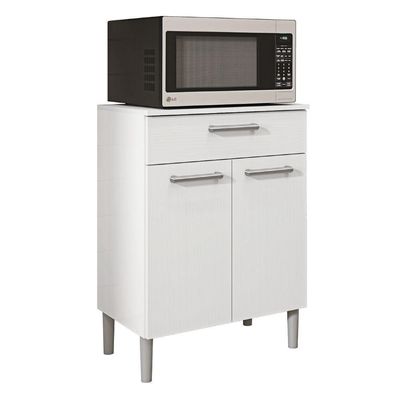 Armário De Cozinha Balcão Multiuso Para Micro Ondas Com Gaveta Diamante Branco Kit's Paraná Branco