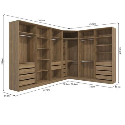 Quarto Modulado Kappesberg Adapt Nogueira-azul Profundo 12 Portas 342cm X 263cm
