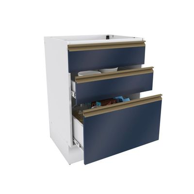 Balcão 3 Gavetas Kappesberg Celeste 100% Mdf Branco-azul Profundo 60cm