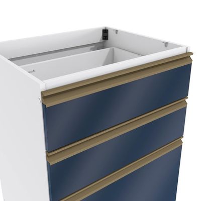 Balcão 3 Gavetas Kappesberg Celeste 100% Mdf Branco-azul Profundo 60cm