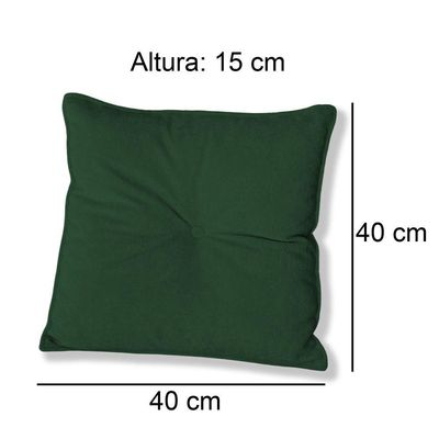 Almofada Quadrada Tina Com Botão Central Veludo - 7 Decor Verde Escuro