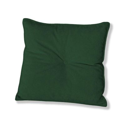 Almofada Quadrada Tina Com Botão Central Veludo - 7 Decor Verde Escuro