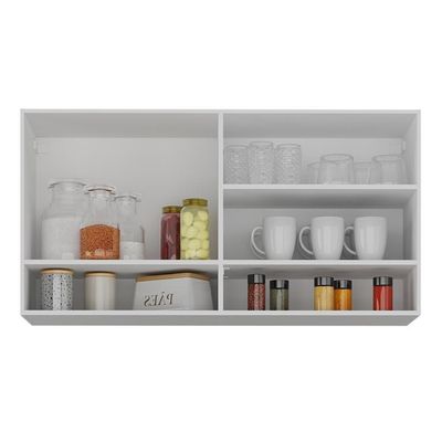 Armário De Cozinha Aéreo 105cm 2 Portas E Nichos Veneza Multimóveis Mp2259 Branco Dourado