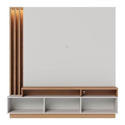 Estante Home Theater Para 75 Pol. Com Led 180cm Maitê C05 Off White Matte-freijó - Mpozenato