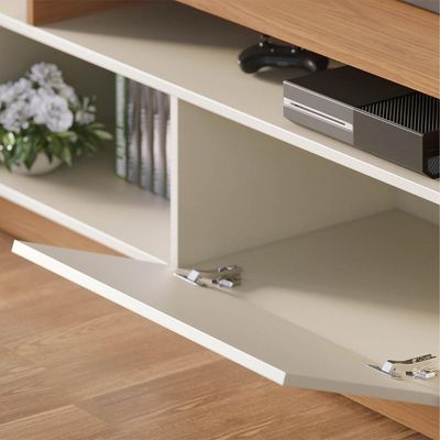 Estante Home Theater Para 75 Pol. Com Led 180cm Maitê C05 Off White Matte-freijó - Mpozenato