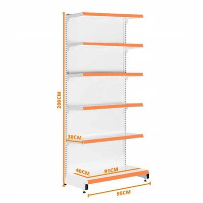 Gôndola Prateleira Para Supermercado 6 Níveis 40x30 New Plus 2,00 Parede Inicial Pe Laranja - Sa Gôndolas