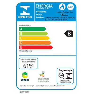 Cooktop 4 Bocas Tripla Chama Fit Line Fischer Preto Bivolt