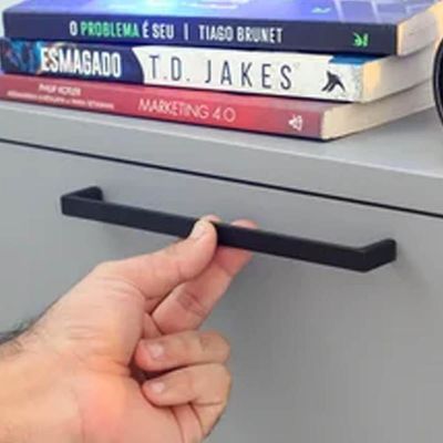 Puxador Oeiras Preto Fosco 13,5cm para Armários Gavetas Zamac Torralba
