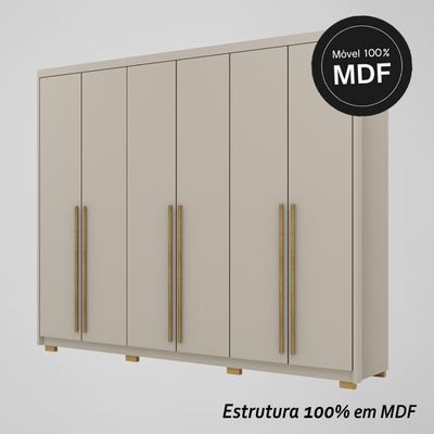Guarda Roupa Casal 6 Portas 6 Gavetas Dubai Majestic - Fendi Fendi