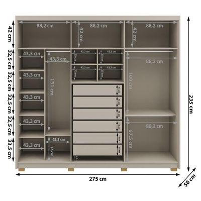 Guarda Roupa Casal 6 Portas 6 Gavetas Dubai Majestic - Fendi Fendi
