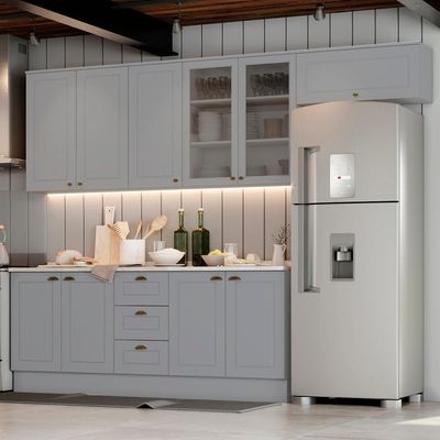 Cozinha Modulada 7 Pecas 280 Cm Ce791 Americana Henn Cinza Calcare