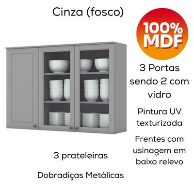 Cozinha Modulada 7 Pecas 280 Cm Ce791 Americana Henn Cinza Calcare
