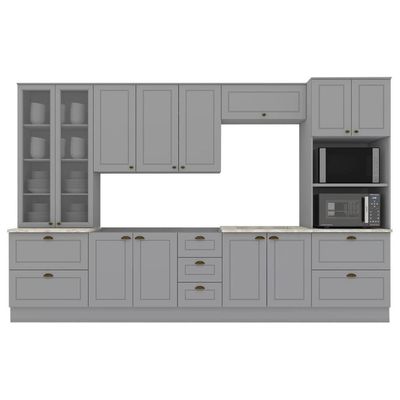 Cozinha Modulada 7 Pecas 343 Cm Ce172 Americana Henn Cinza Calcare