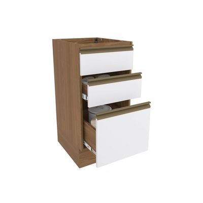 Balcão 3 Gavetas Kappesberg Celeste 100% Mdf Nogueira-branco 40cm