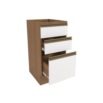 Balcão 3 Gavetas Kappesberg Celeste 100% Mdf Nogueira-branco 40cm