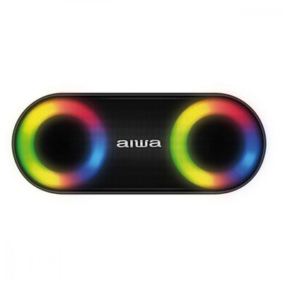 Caixa De Som Speaker Aiwa Bluetooth Luzes Multicores Ip65 Preto Bivolt